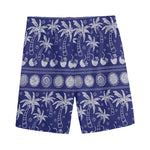 Blue Summer Coconut Pattern Print Men's Sports Shorts