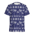 Blue Summer Coconut Pattern Print Men's Athletic T-Shirt