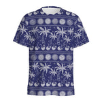 Blue Summer Coconut Pattern Print Men's Sports T-Shirt