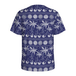 Blue Summer Coconut Pattern Print Men's Sports T-Shirt