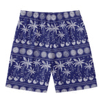 Blue Summer Coconut Pattern Print Men's Swim Trunks