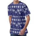 Blue Summer Coconut Pattern Print Men's Velvet T-Shirt