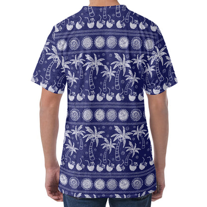 Blue Summer Coconut Pattern Print Men's Velvet T-Shirt