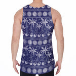 Blue Summer Coconut Pattern Print Men's Velvet Tank Top
