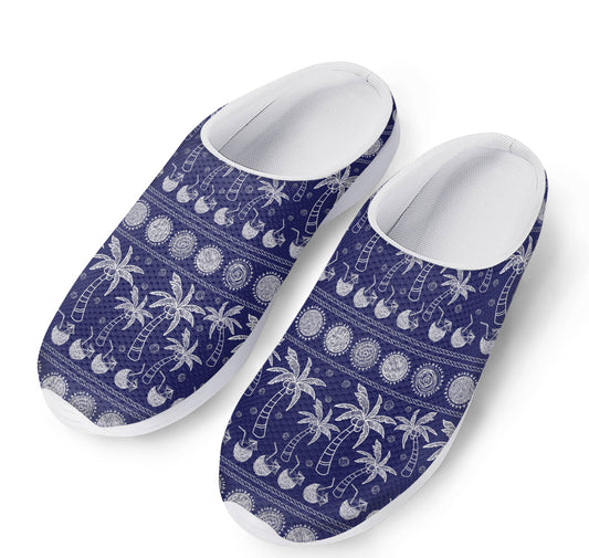 Blue Summer Coconut Pattern Print Mesh Casual Shoes