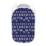 Blue Summer Coconut Pattern Print Mesh Laundry Hamper