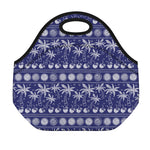 Blue Summer Coconut Pattern Print Neoprene Lunch Bag