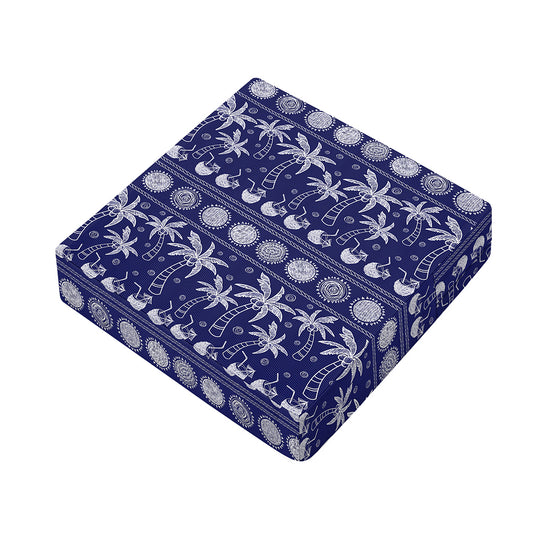 Blue Summer Coconut Pattern Print Outdoor Seat Cushion Cover