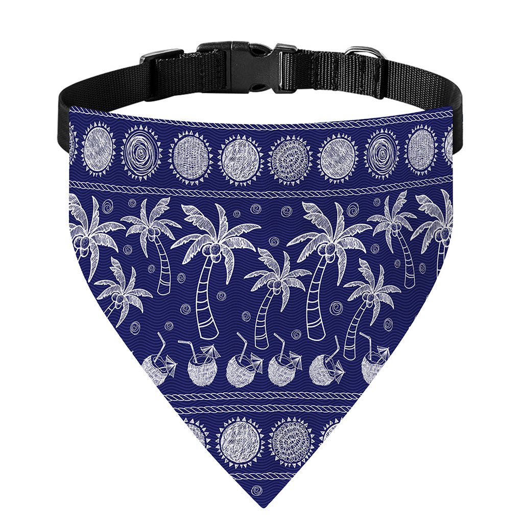 Blue Summer Coconut Pattern Print Over The Collar Dog Bandana