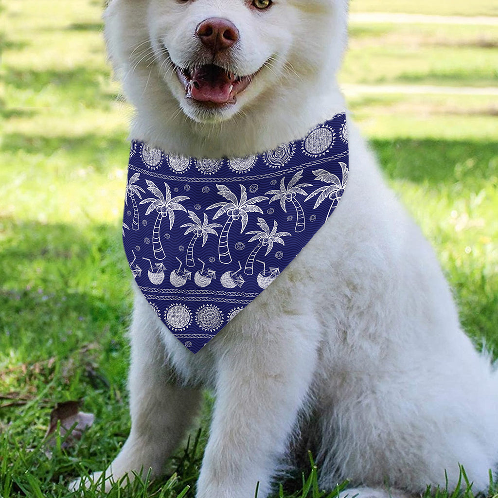 Blue Summer Coconut Pattern Print Over The Collar Dog Bandana