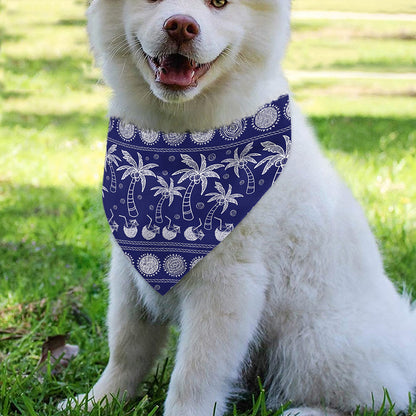Blue Summer Coconut Pattern Print Over The Collar Dog Bandana