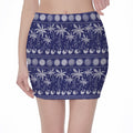 Blue Summer Coconut Pattern Print Pencil Mini Skirt