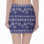 Blue Summer Coconut Pattern Print Pencil Mini Skirt