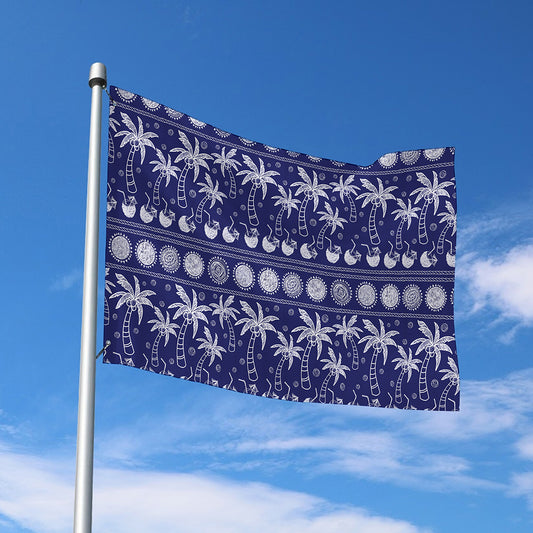 Blue Summer Coconut Pattern Print Polyester Flag