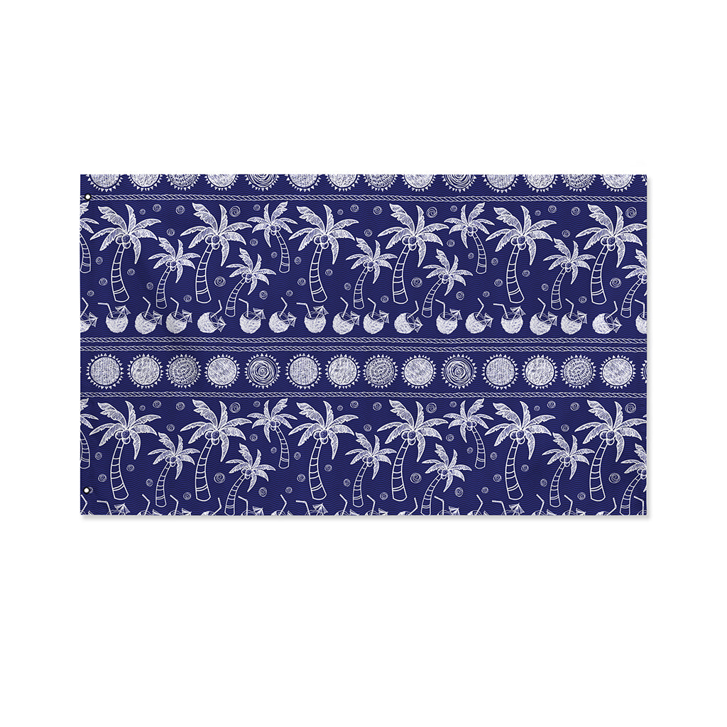 Blue Summer Coconut Pattern Print Polyester Flag