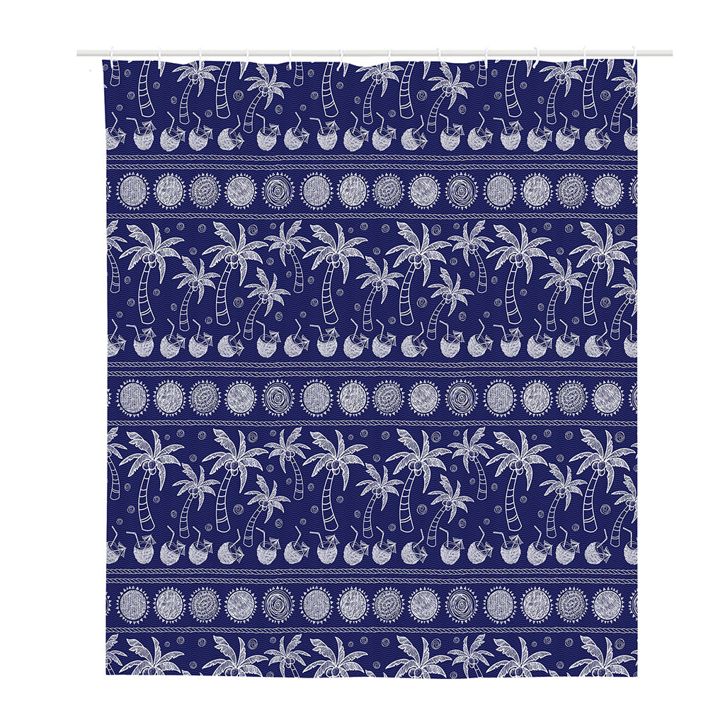 Blue Summer Coconut Pattern Print Polyester Shower Curtain