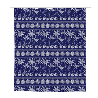 Blue Summer Coconut Pattern Print Polyester Shower Curtain