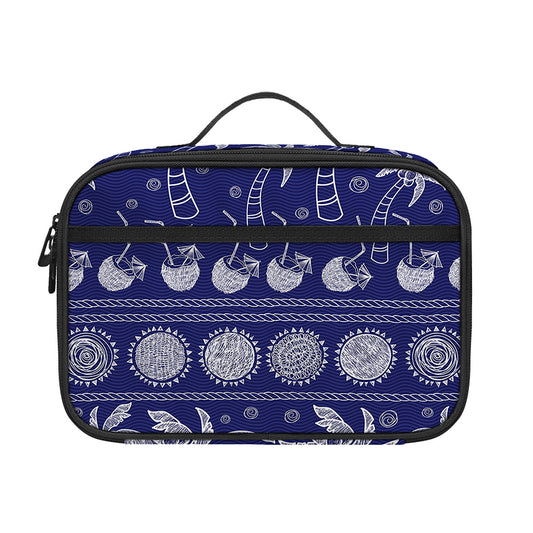 Blue Summer Coconut Pattern Print Portable Lunch Bag