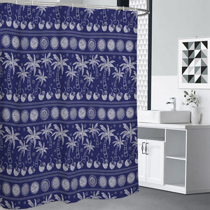 Blue Summer Coconut Pattern Print Premium Shower Curtain