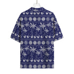 Blue Summer Coconut Pattern Print Rayon Hawaiian Shirt