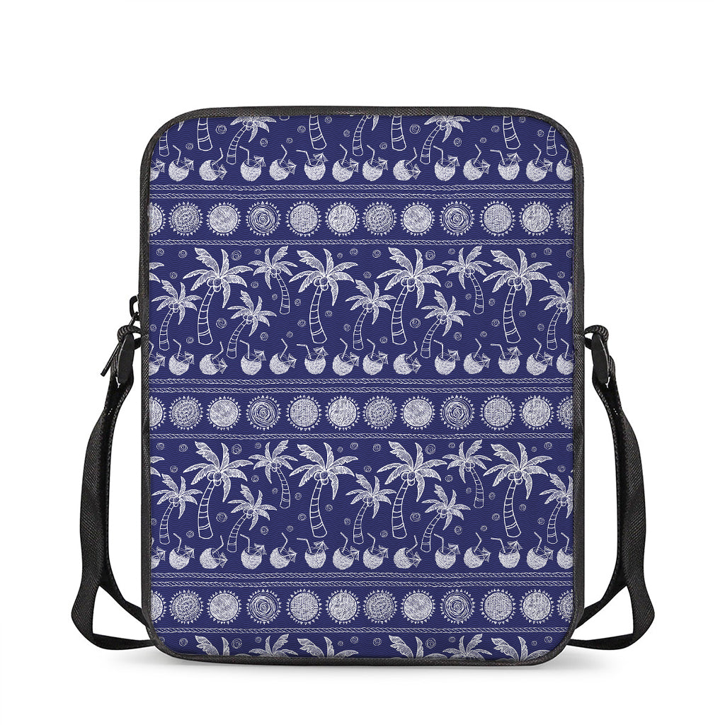 Blue Summer Coconut Pattern Print Rectangular Crossbody Bag