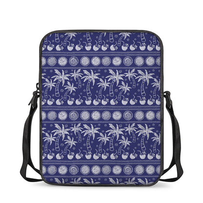 Blue Summer Coconut Pattern Print Rectangular Crossbody Bag