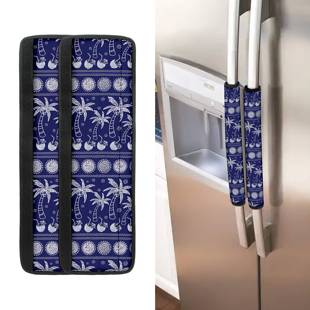 Blue Summer Coconut Pattern Print Refrigerator Handle Covers