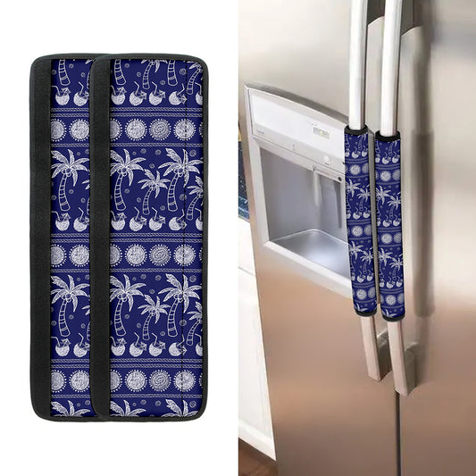 Blue Summer Coconut Pattern Print Refrigerator Handle Covers