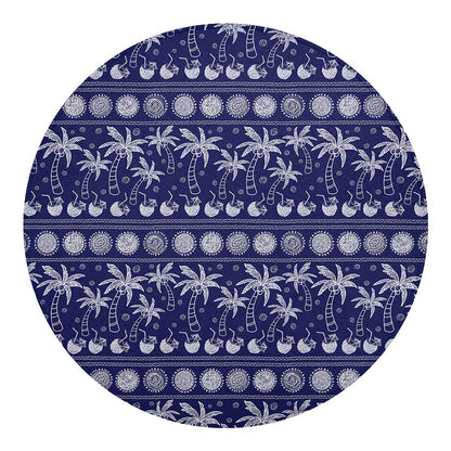 Blue Summer Coconut Pattern Print Round Blanket