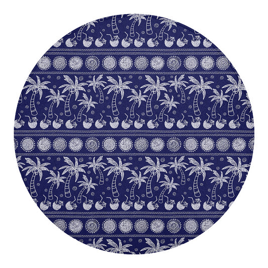 Blue Summer Coconut Pattern Print Round Blanket