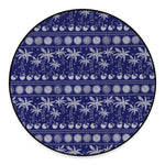Blue Summer Coconut Pattern Print Round Floor Mat