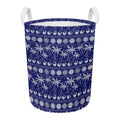 Blue Summer Coconut Pattern Print Round Laundry Basket