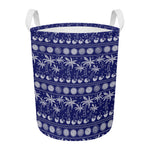 Blue Summer Coconut Pattern Print Round Laundry Basket