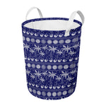 Blue Summer Coconut Pattern Print Round Laundry Basket