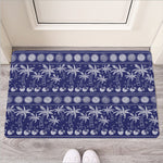 Blue Summer Coconut Pattern Print Rubber Doormat