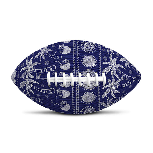 Blue Summer Coconut Pattern Print Rugby Ball