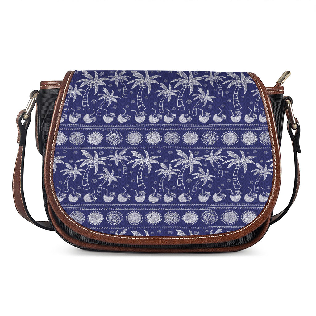 Blue Summer Coconut Pattern Print Saddle Bag