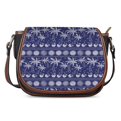 Blue Summer Coconut Pattern Print Saddle Bag