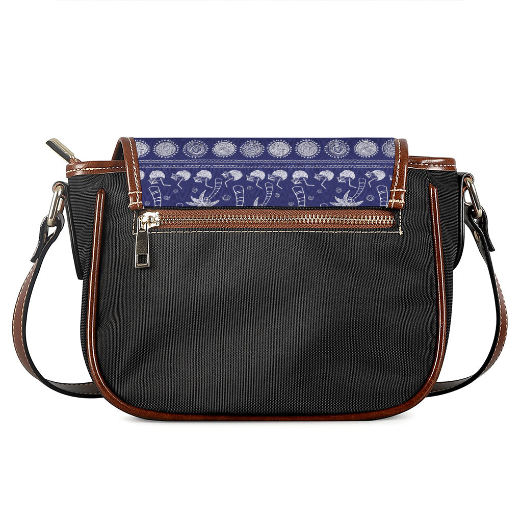 Blue Summer Coconut Pattern Print Saddle Bag