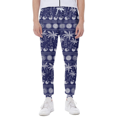 Blue Summer Coconut Pattern Print Scuba Joggers