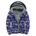 Blue Summer Coconut Pattern Print Sherpa Lined Zip Up Hoodie