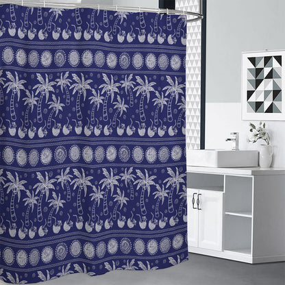 Blue Summer Coconut Pattern Print Shower Curtain