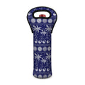 Blue Summer Coconut Pattern Print Single Neoprene Wine Tote