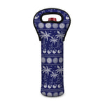 Blue Summer Coconut Pattern Print Single Neoprene Wine Tote