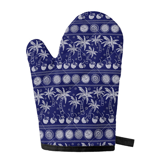 Blue Summer Coconut Pattern Print Single Oven Mitt