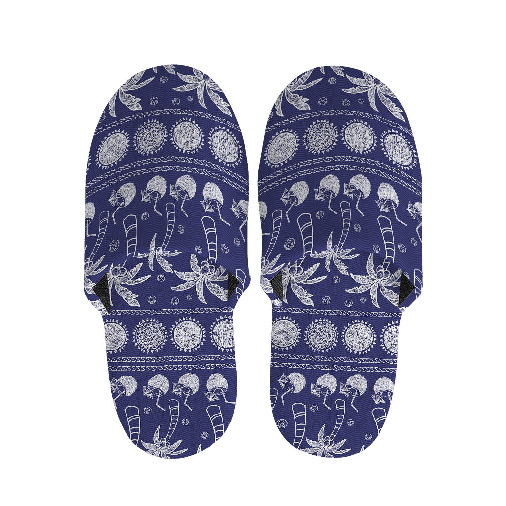 Blue Summer Coconut Pattern Print Slippers