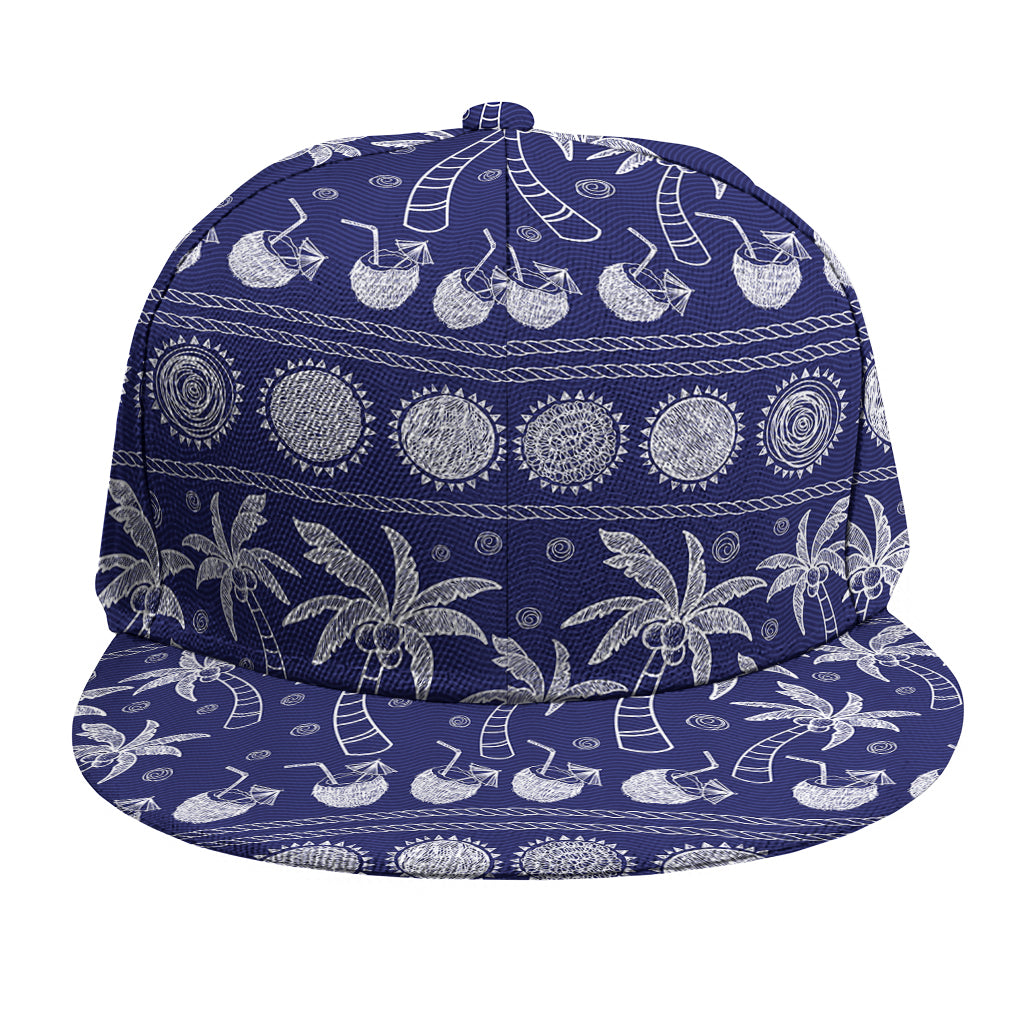 Blue Summer Coconut Pattern Print Snapback Cap