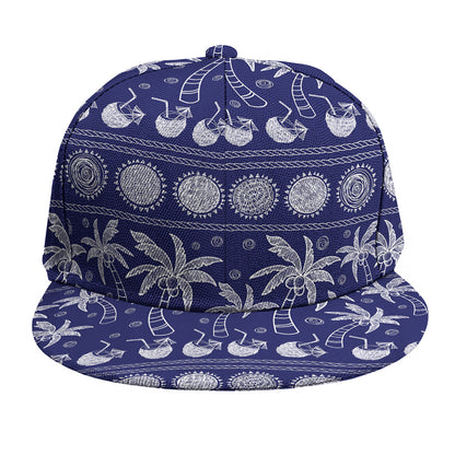 Blue Summer Coconut Pattern Print Snapback Cap