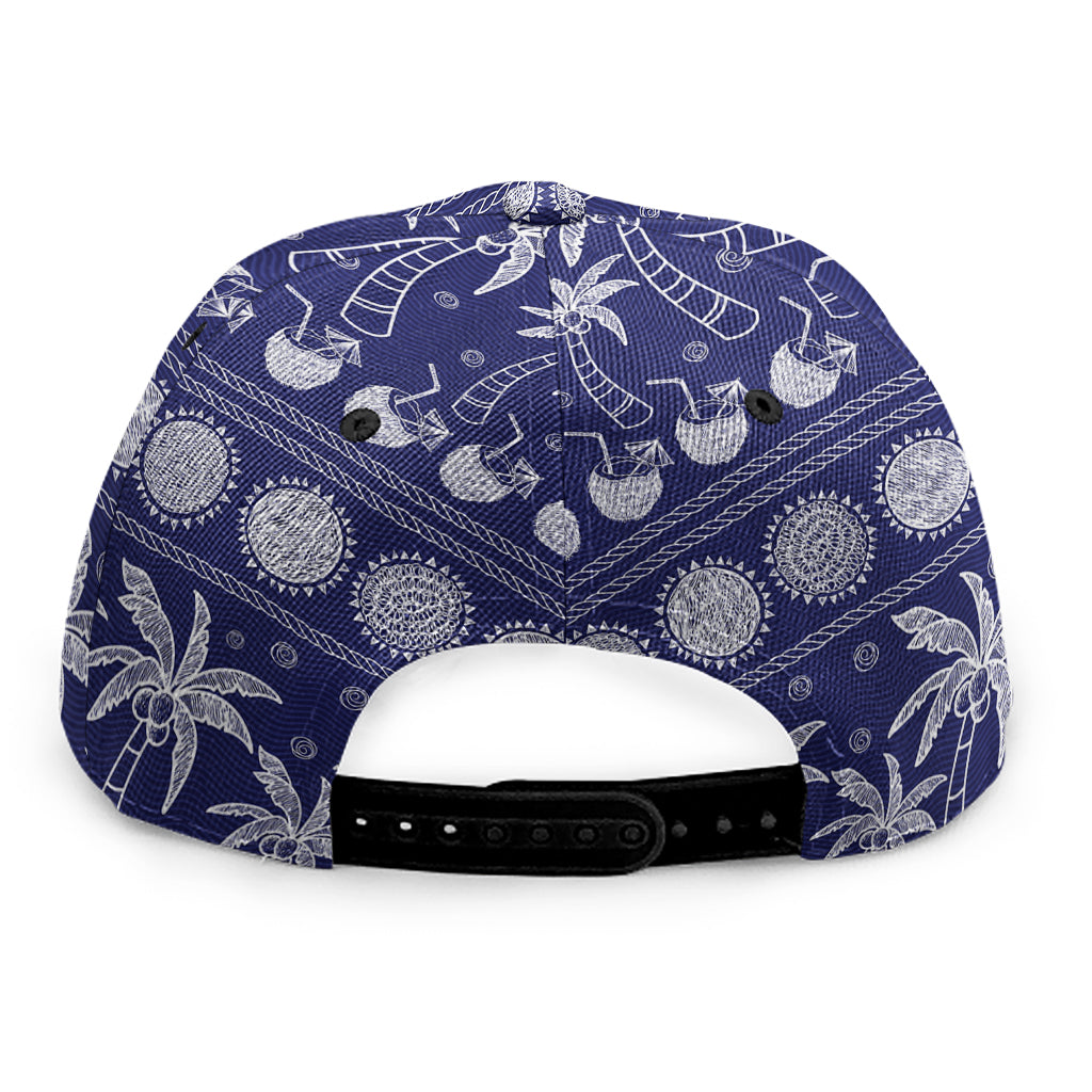 Blue Summer Coconut Pattern Print Snapback Cap