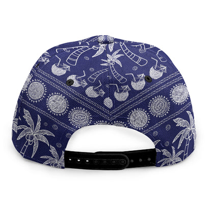 Blue Summer Coconut Pattern Print Snapback Cap